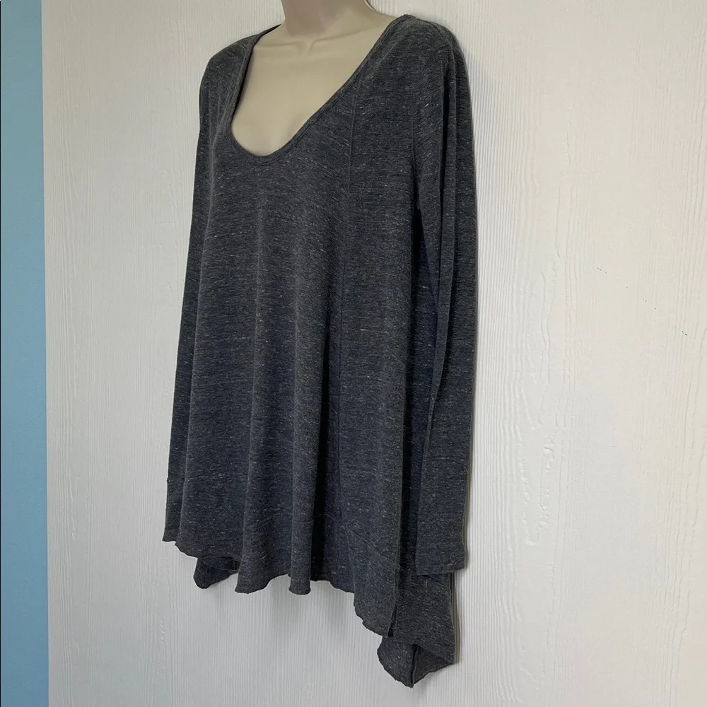 Free People - We The Free Gray Oversized Long Sleeve Thermal Blouse Size Small